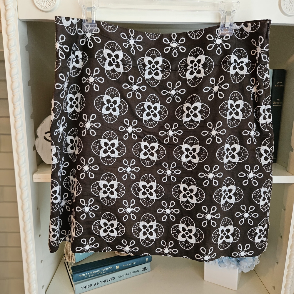 LOFT Brown and White A-Line Mini Skirt